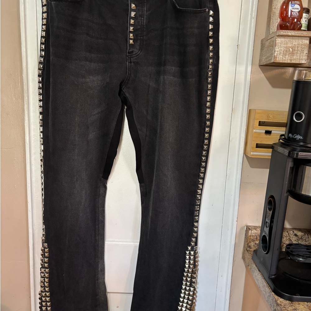 MNML Black Studded Men’s Cotton Jeans.